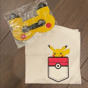 Pokémon T-shirt with pikachu pocket decal & mask